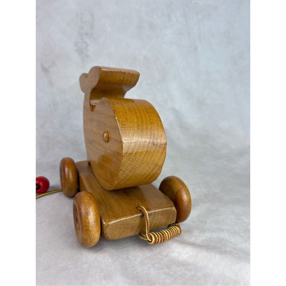 Vintage Wooden Whale Kids Pull Toy Come Along 1990s Montessori - Picture 6 of 8